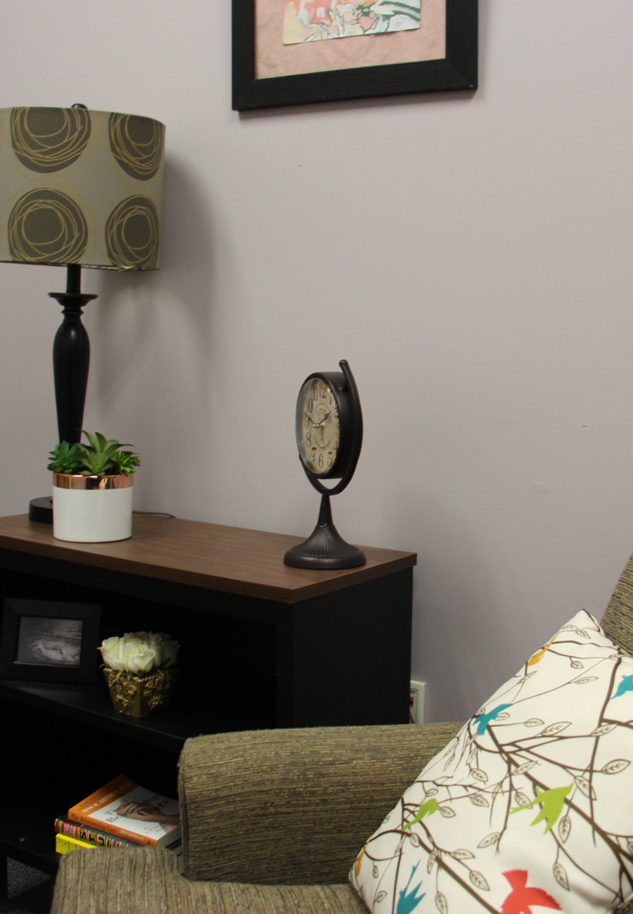 A cozy counseling room at the Urbana office